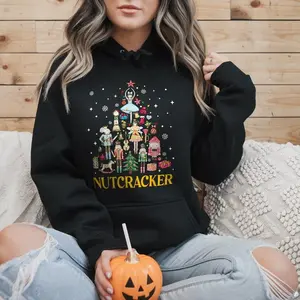 Nutcracker Squad Tree Christmas Sweatshirt, Nutcracker Ballet T Shirt, Faux Sequin, Christmas Party Sweater, Chinoiserie Nutcracker Shirt