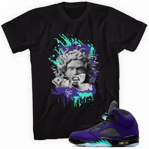 Unisex T-shirt to match Jordan 5 Retro Alternate Grape - Medusa. 100% Cotton for Casual Wear. Comfortable Summer Unisex T-Shirt to match Jordan Sneaker. Streetwear Style. urban outfitters
