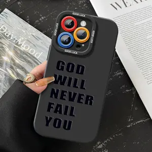 Religious Slogan Phone Case,TPU Soft Silicone,Fully Protected and Shockproof For iPhone16 15 15Pro max 14 14Pro 13 12 11 X 16promax Durable Affordable