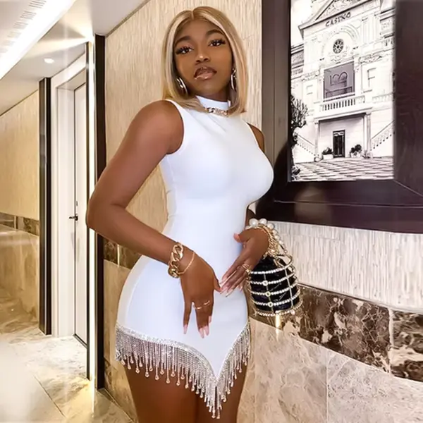 O-neck mini dress birthday party dress for women slim skirt club elegant  celebrity date night fashion bandage clothing - TikTok Shop