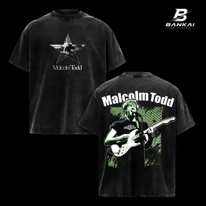 Malcolm Todd Vintage Washed Indie Rock T Shirt, Alternative Music Concert Graphic Tee, Oversized Heavyweight Cotton Streetwear Shirt, Double Sided Guitar Singer Print Unisex Fan Gift Apparel for Men Women