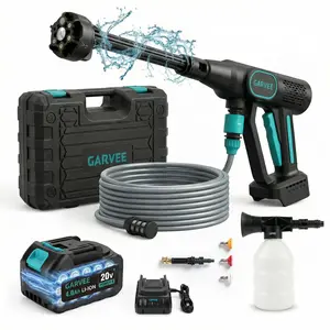 [NEW PRODUCT - FLASH SALE] Garvee Portable Cordless Pressure Washer, 20V Battery Powered Handheld Washer with 4.0Ah Battery, 6-in-1 Nozzle, Foam Cannon & 23FT Hose, 500 PSI Car Wash Sprayer for Garden, Patio, Fence & Home Cleaning