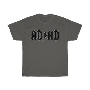 AD/HD an AC/DC Parody ADHD Black White Unisex Heavy Cotton Tee