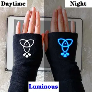 Anime Cosplay Accessories Game Genshin Impact Luminous Props Half Cotton Gloves Winter Warm Handguards Project Adult Children