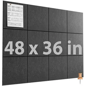 MaxGear Extra Large Wall Mount Cork Board (48" x 36", Dark Gray) with 12 Pack Felt Panels, Pushpins Included, Office Pin/Tack Board for Photo, Memo, Decoration