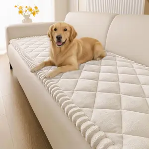 Fuzzy Couch Cover for Dogs, Non Slip Washable Pet Sofa Cover, Scratch Hair Resistant Plush Sofa Slipcover, Pet Friendly Couch Cushion Protector for Cat, White, 27.6" x 88"