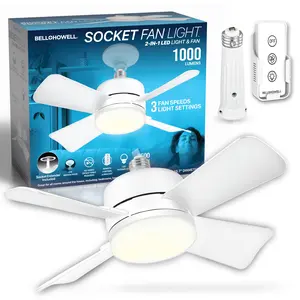 Socket Fan - Remote Controlled Socket Ceiling Fan & Light
