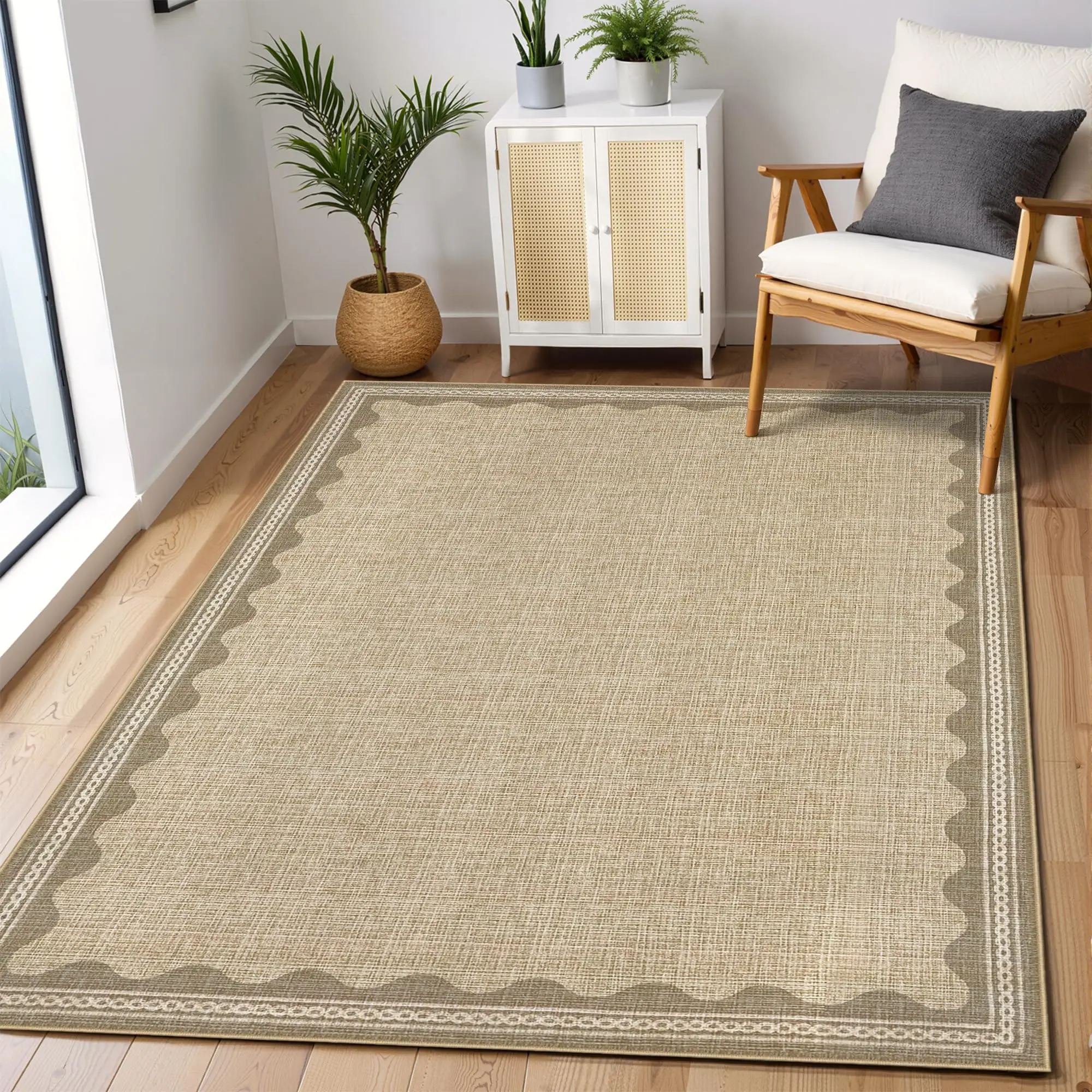 3x5 Washable Runner Rug - Non-Slip Solid, Soft Low-Pile, Modern Minimalist Design - Ideal for Hallway, Kitchen, Entryway, Laundry Room，Brown