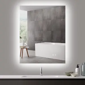 TETOTE Backlit Mirror for Bathroom, Vanity Mirror with Dimmable 3 Light Colors, Anti-Fog, Plug-in/Hardwired
