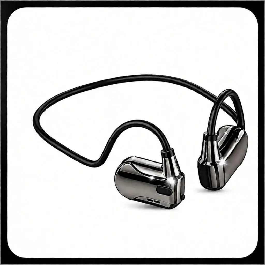 Open-Ear Neckband Headphones BT6.0, Wireless Air Conduction Headphones with LED Battery Display, HiFi Stereo Sound, ENC Clear Calls, Lightweight Secure Fit, Sweatproof Sports Headphones for Running, Gym, Workout, Cycling & Driving
