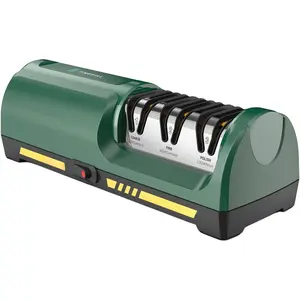 Electric  Sharpener for Kitchen, 3-Stage  Abrasive Discs with 15? Precision Angle Guide, 120/600/1000 Grit,  Sharpening & Polishing for Steel , Ceramic Kitchen