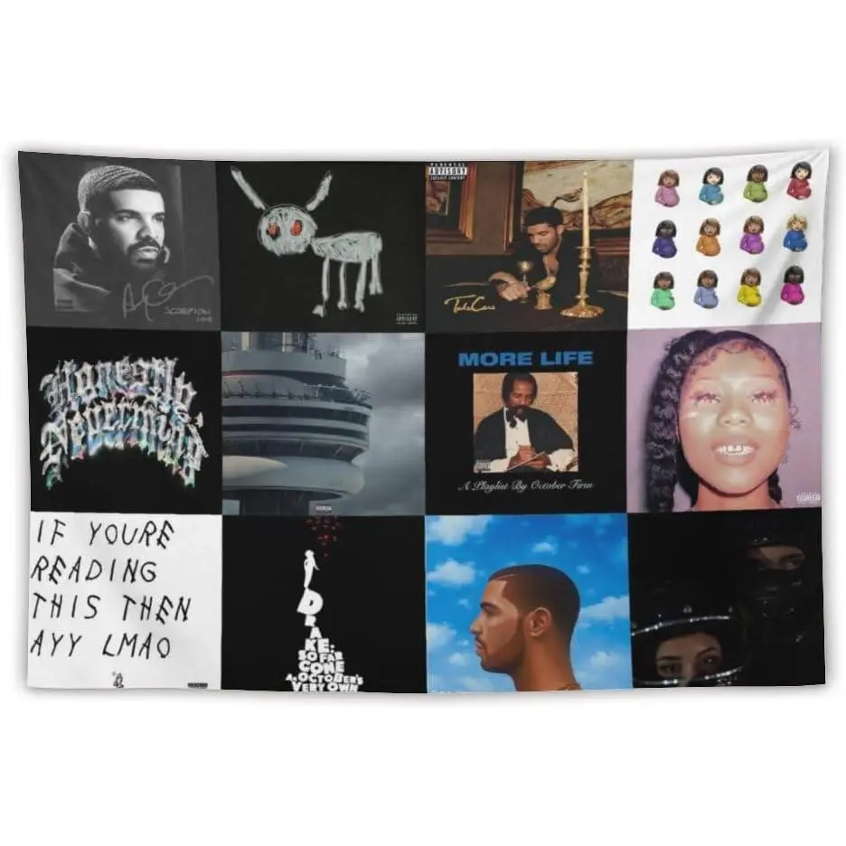 Singer-Rapper Drake Signature Print Tapestry - Light Peach Home Decor , College Dorm ,Hanging Wall Decor for Bedroom