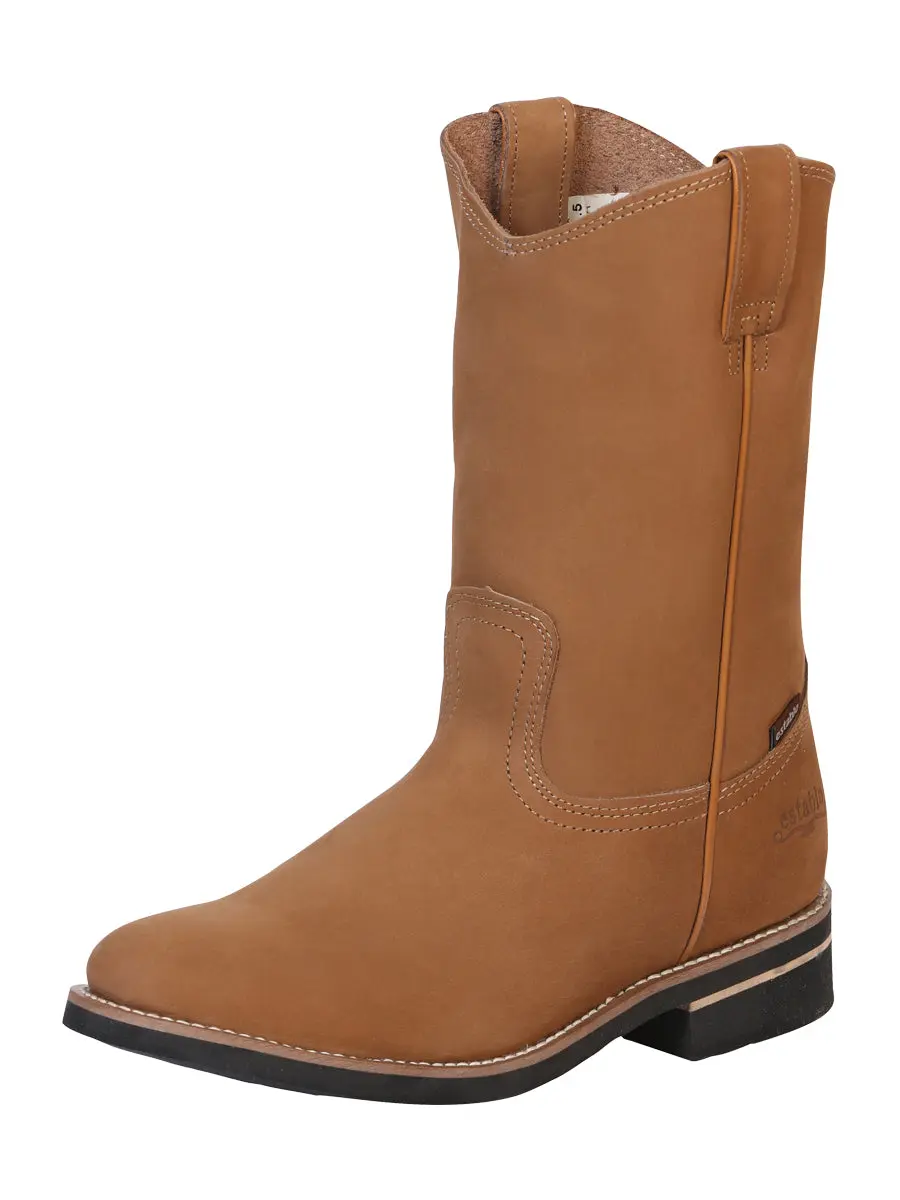 Men's Work Boot Stable in Nubuck Leather with Rubber Sole - Cinnamon 303