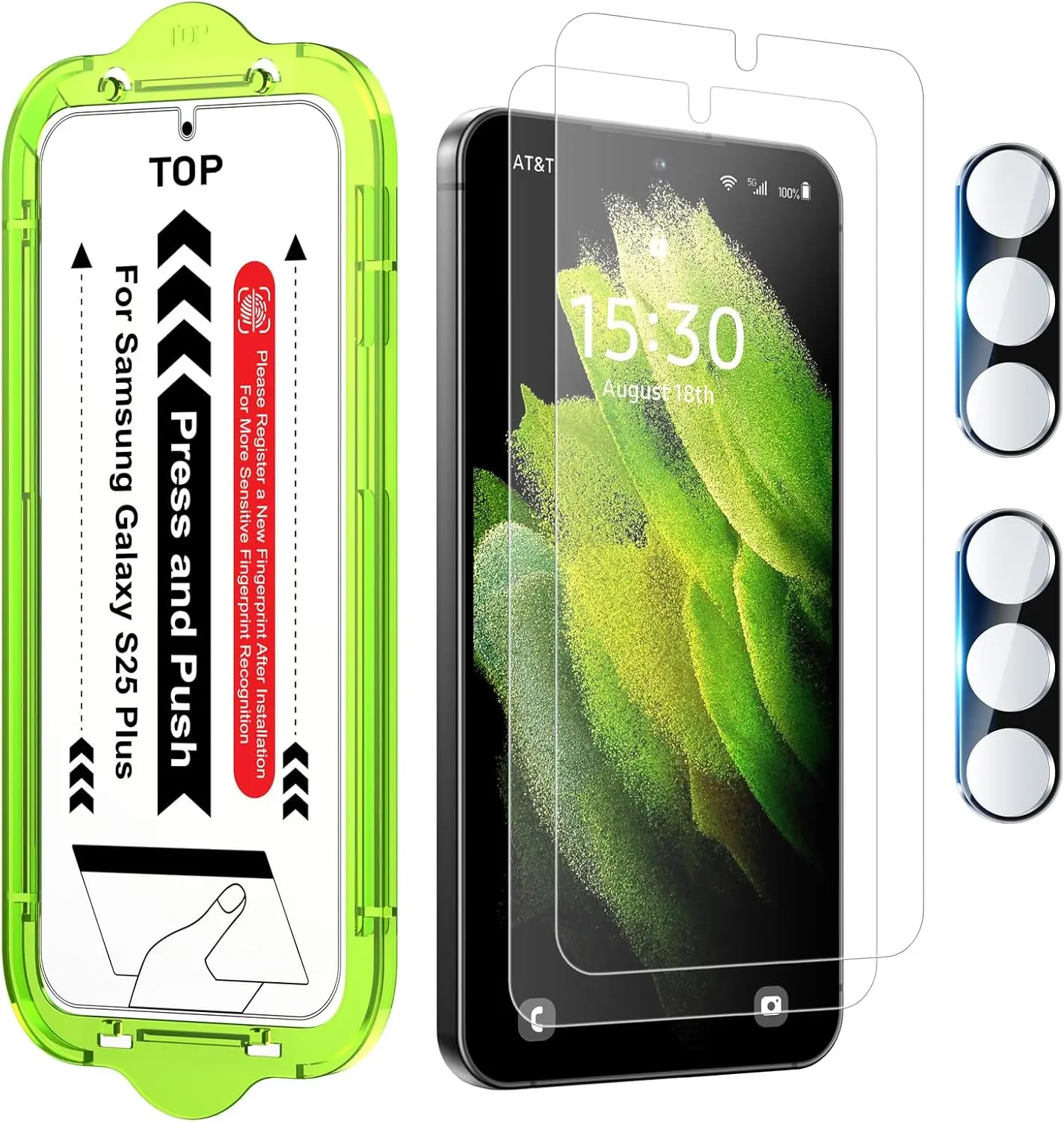 for S25 Plus Anti Reflective Screen Protector, Anti-Glare & Fingerprint Unlock Compatible, Matte PET Film [Non-Glass], Auto-alignment Frame, Anti-Fingerprint, Smooth as Silk, 2+2 Pack