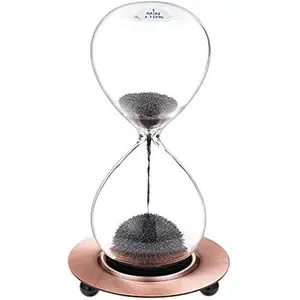 Magnetic Hourglass Decorative Sand Timer with a Iron Base for Desk Decoration Black