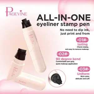 1 /3 PC PAGEVINE All-in-One Eyeliner Stamp Pen, Long Lasting No Dip Ink Eyeliner, 90 Degree Bend Comfort Grip, Quick Even Makeup, EyelinerStamp, AllInOneMakeup, LongLastingEyeliner, EyeMakeupTool, Eyeliner Cosmetic