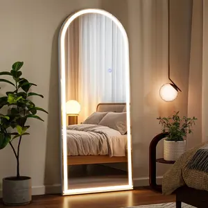21"x64" LED Full Length Mirror Arched Floor Mirror Wall Mounted, White
