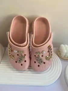 Women's Cute Rhinestone Decorated Slides, Casual Comfortable Home Slippers, Fashionable Slippers for Indoor & Outdoor Wear, Walking Shoes, Clog Decoration, Soft Slippers, House Slippers