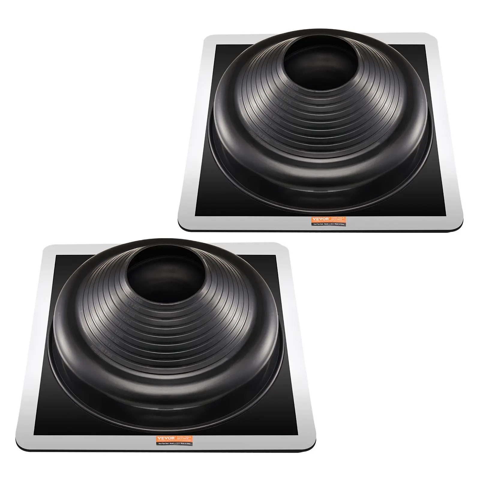 【Summerfinds】VEVOR 2 Pcs Roof Pipe Flashing Boots Fit Pipe OD 6-3/4" to 14"Flexible EDPM Roofing Jack Pipe FlashingHigh Temp -67℉ to 212℉Endurable Metal Basefor ChimneyWood Stove & Outdoor Vent Pipes