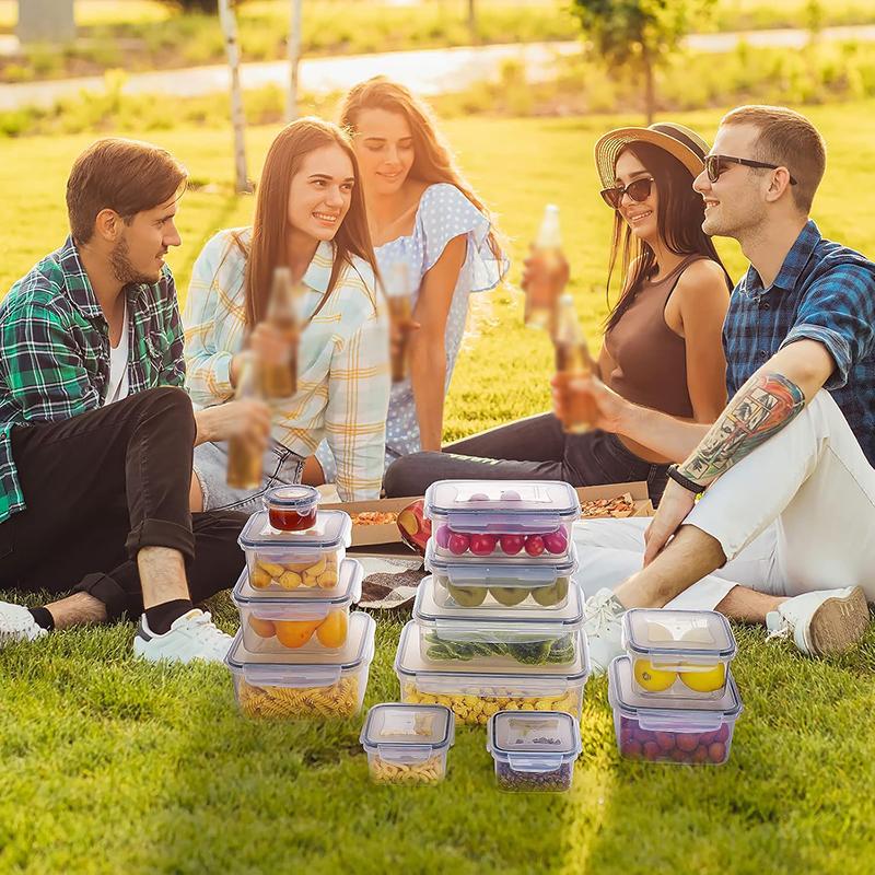 Mothers Day Gift 48Pcs Food Storage Container Set Airtight Preservation Boxes with Easy Snap Lids Leakproof Plastic Containers for Pantry Travel Outdoor Picnic Kitchen Organization Includes Labels and Markers