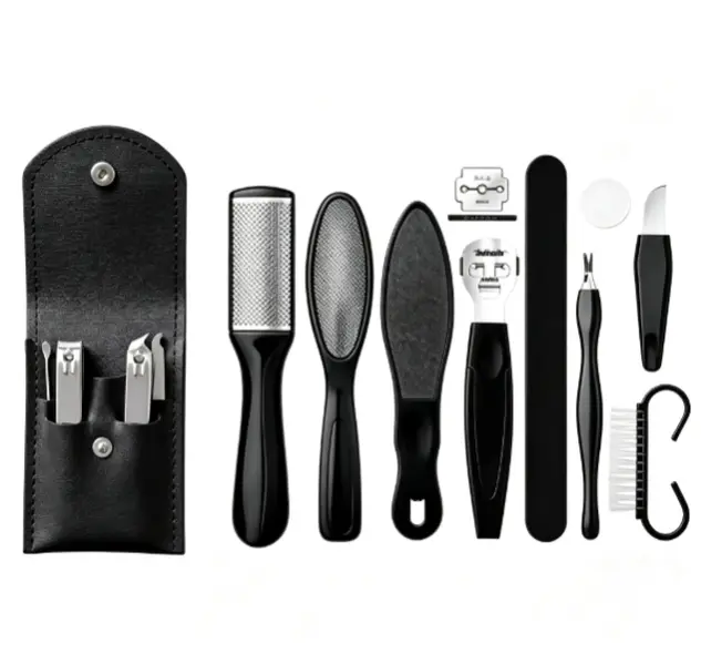 【Back to school】1 Set 2-in-One Manicure Pedicure Kit, Portable Storage Pouch, Stainless Steel Nail Care Tools, Sharp Rust Resistant, Effectively Remove Foot Dead Skin, Unisex for Daily Hand and Foot Care Nail Art Cutics