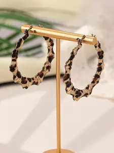 Leopard Print Hoop Earrings (1 Pair), Fashionable Casual Style Texture Metal Earrings for Women, Casual Jewelry for Party, Daily Clothing Decor, Trendy All-match & Exquisite Jewelry for Birthday Gift, Trendy Fashionable Accessories