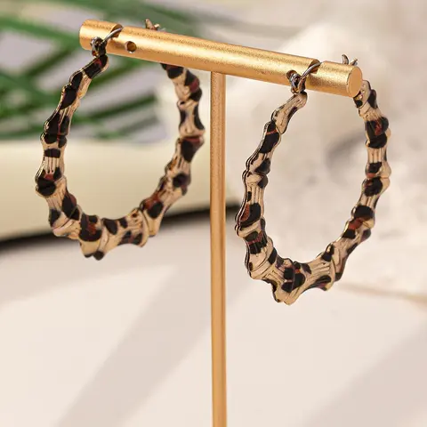 Leopard Print, Animal Print Hoop Earrings (1 Pair), Casual Style Texture Metal Earrings for Women, Casual Jewelry for Party, Daily Decor, Birthday Gift, Accessories, Hoop Shape Earrings