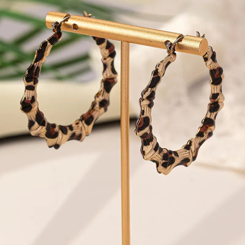 Leopard Print, Animal Print Hoop Earrings (1 Pair), Casual Style Texture Metal Earrings for Women, Casual Jewelry for Party, Daily Decor, Birthday Gift, Accessories, Hoop Shape Earrings