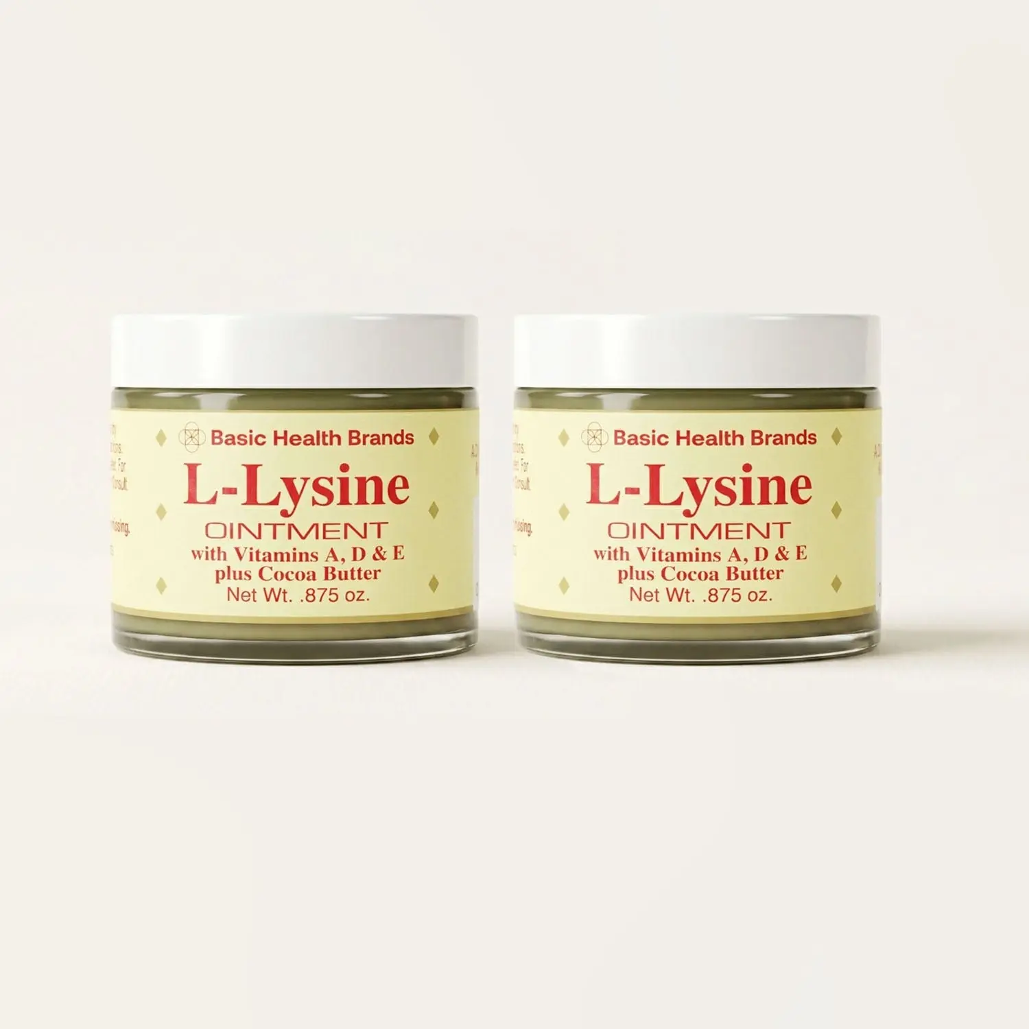 Basic Health Brands L-Lysine Ointment 2 Pack | Lip & Skin Moisturizing Support with Vitamins A, D & E