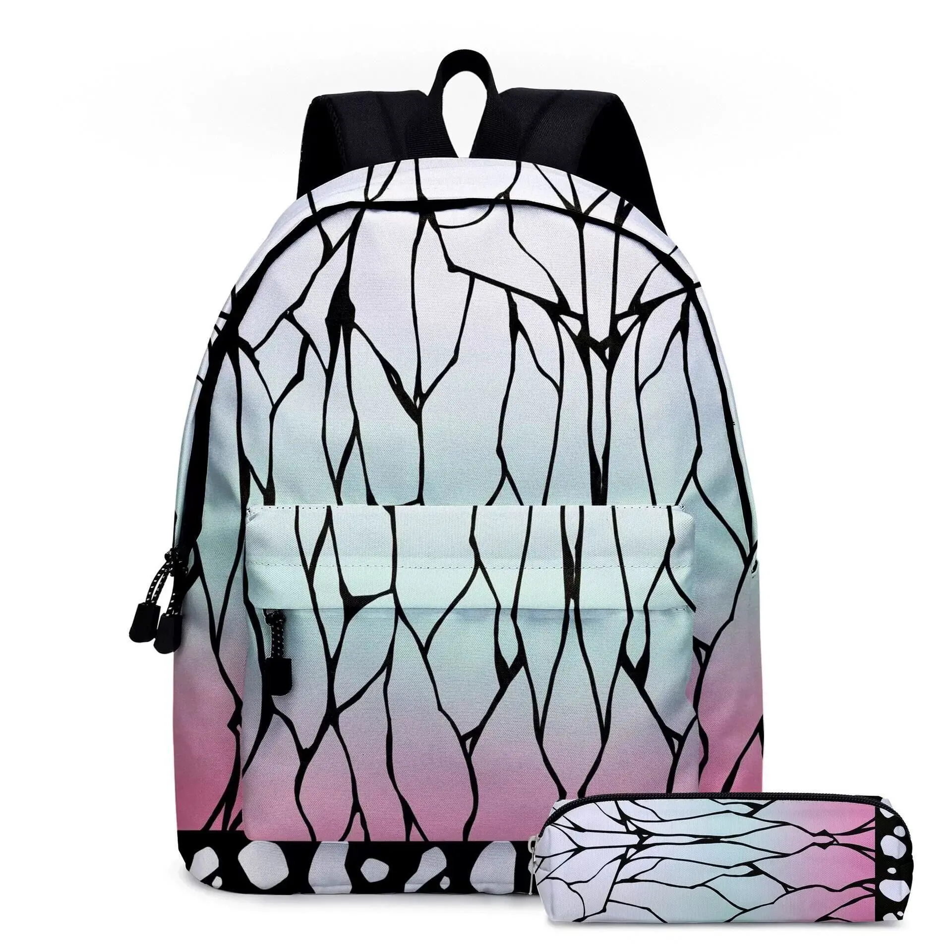 Demon Slayer: Kimetsu no Yaiba Backpack & Pencil Case Set, Anime Printed School Backpack, Large Capacity Student Laptop Bookbag, Casual Travel Daypack for Boys Girls Kids Teens, Back to School