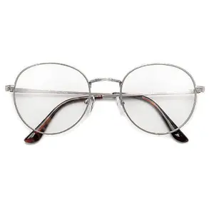 Oversize Retro Round 54mm Lightweight Metallic Clear Lens Eyewear