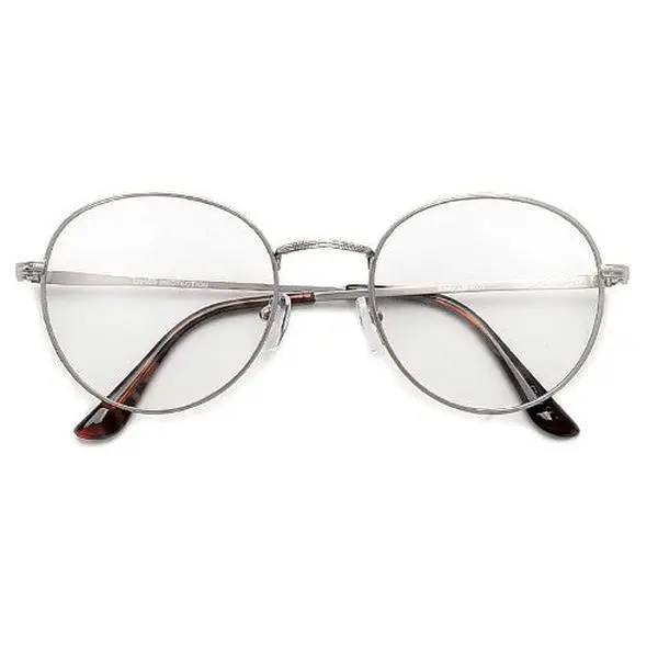 Oversize Retro Round 54mm Lightweight Metallic Clear Lens Eyewear