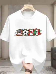 Men's Fashion T-Shirt, Unique Print Design, Casual Style, Short Sleeve, Long Length, Perfect for Football Fans, Daily Wear, Events