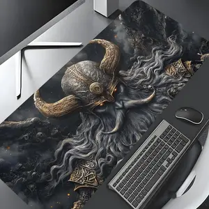 Viking God Pattern Mouse Pad, Large Gaming Mouse Pad, Aesthetic Desktop Decoration Protective Pad, Non-slip Rubber Pad for Laptop, Desktop Computer Games