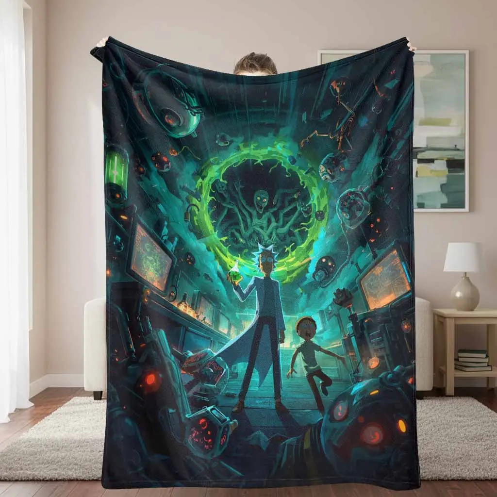Cozy Style Fantasy Sci-Fi Astronaut Theme Blanket - Anti-Pilling Flannel, Space Lab Robot Pattern, Breathable, Durable, Lightweight, Soft, Warm, Machine Washable, Multi-Size, for Home Snuggles, Daily Office Life, Travel Gift Decor