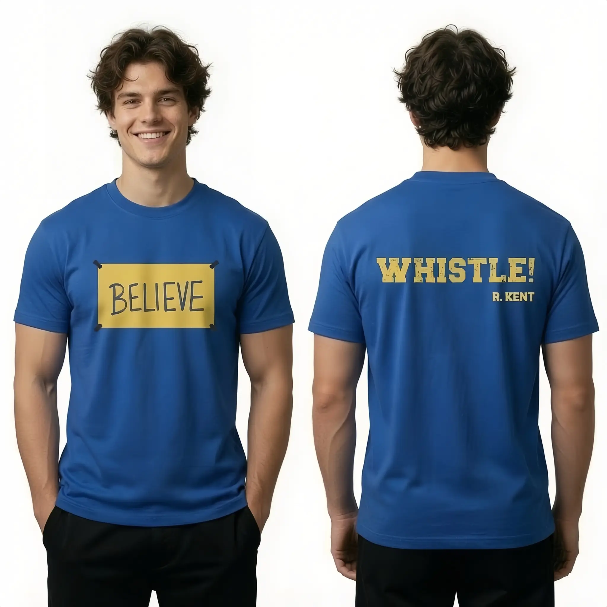 Ted Lasso T-Shirts, Believe Whistle T-Shirt Sport Motivation Shirt Ted Shirt with Backprint