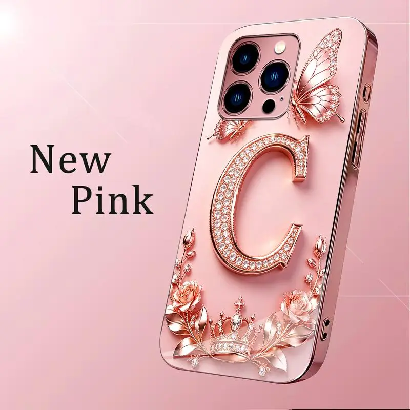 Suitable for [iPhone 13 Pro ] Women's high-end  phone case，2D printed pattern, not 3D,Choose your favorite from these sophisticated, minimalist butterfly and letter designs！YM99