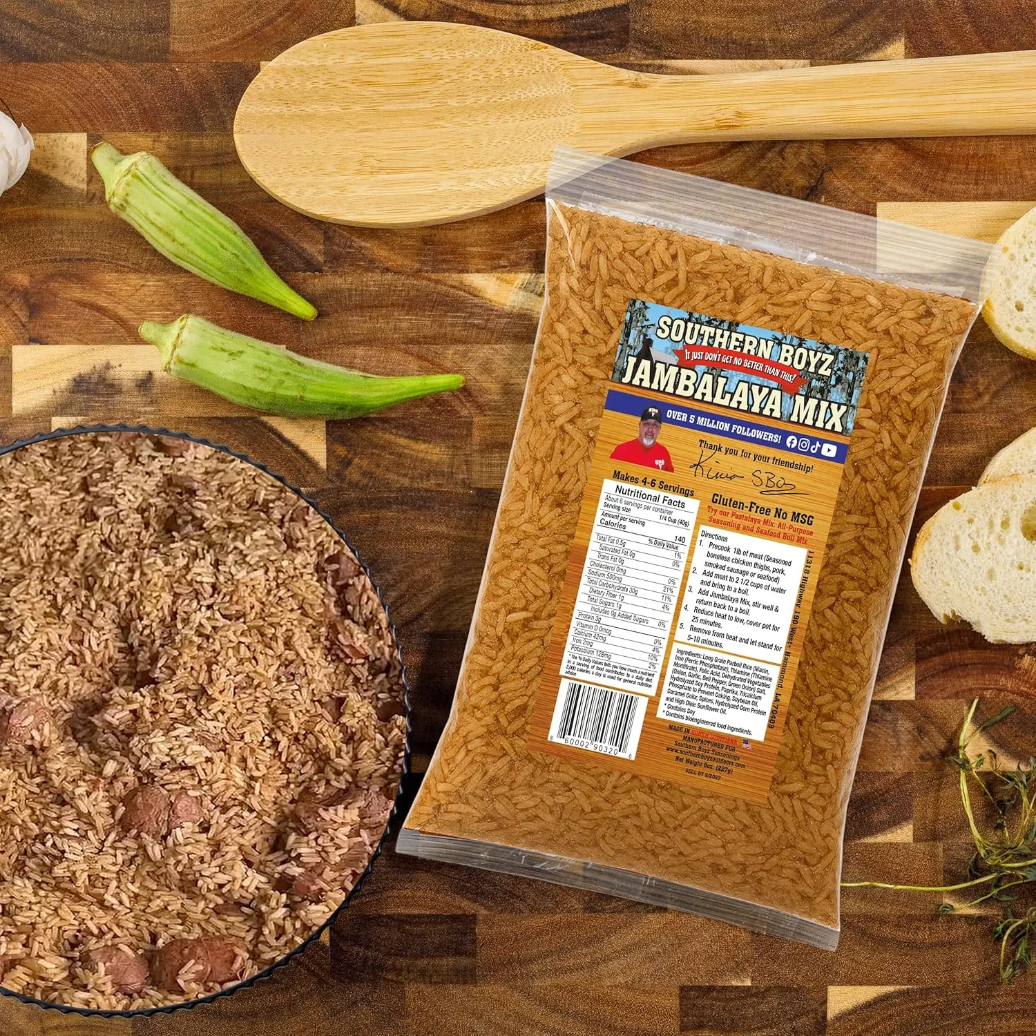 Southern Boyz Seasonings Jambalaya Mix With Rice, 8 Ounce Bag