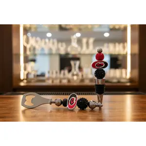 Hockey Themed Silicone Beaded Wine Stopper and Bottle Opener