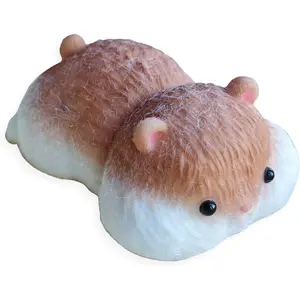Handmade Lying Hamster Taba Squishy Toy - Cute Realistic Silicone Animal Fidget Sensory Toy, Ultra-Soft Stress Relief Squeeze Toy for Relaxation Gift (Brown-Prime)