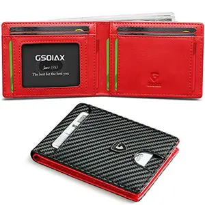 GSOIAX Men's Carbon Fiber Wallet RFID Anti-theft Thin Design with Exquisite Gift Box Packaging