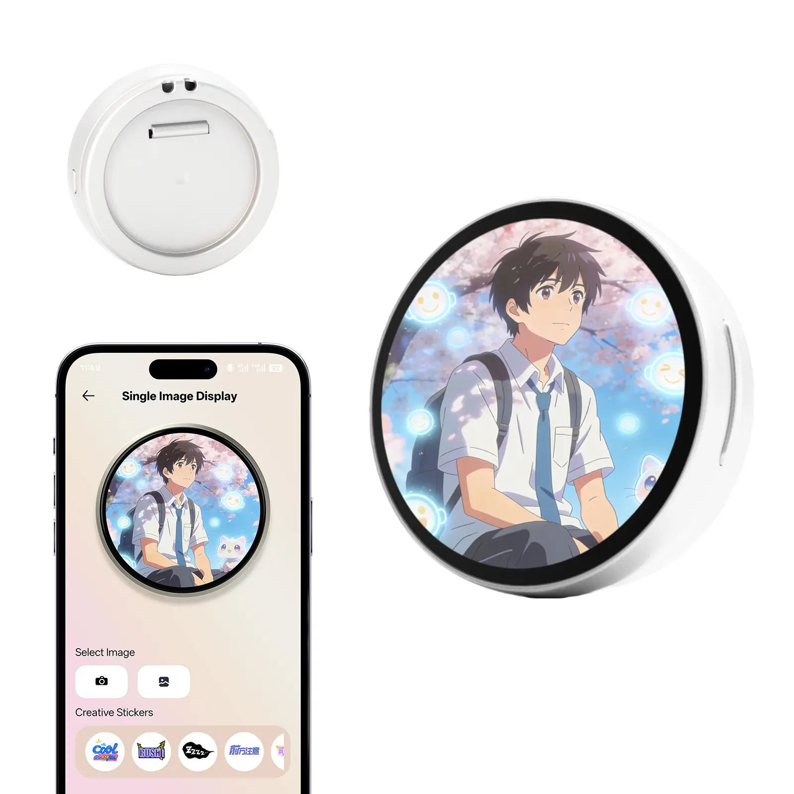 Smart Digital Badge - HD Touch Screen Electronic Pin, Portable Rechargeable Wearable Media Player, 600mAh Long Standby
