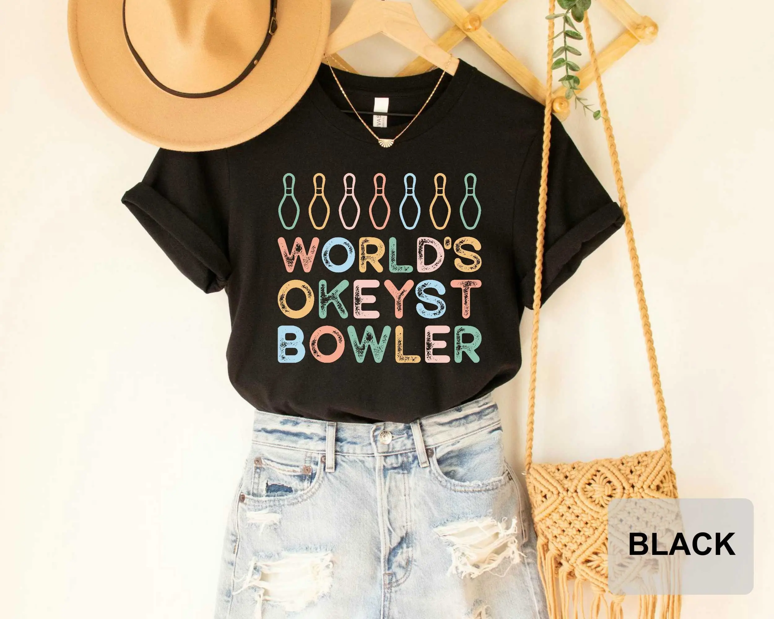 Bowling Shirt World's Okayest Bowler Shirt Bowling Playing Shirt Bowling Team Gift Funny Bowler Shirt