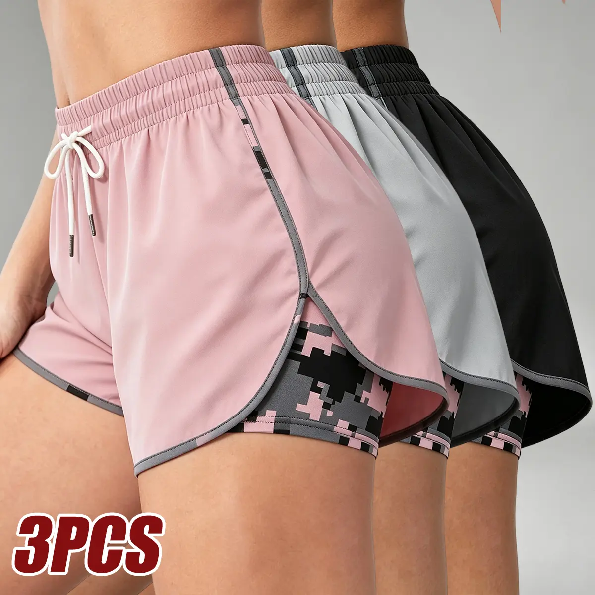 3PCS Women’s Sports Shorts — Quick-Dry, Breathable Basketball Shorts for Summer; Casual Loose Fit with Pockets; Lightweight Training/Fitness Workwear Shorts for Outdoor Activities; Solid Color for Everyday Wear; Comfortable, Soft, Skin-Friendly Athletic S