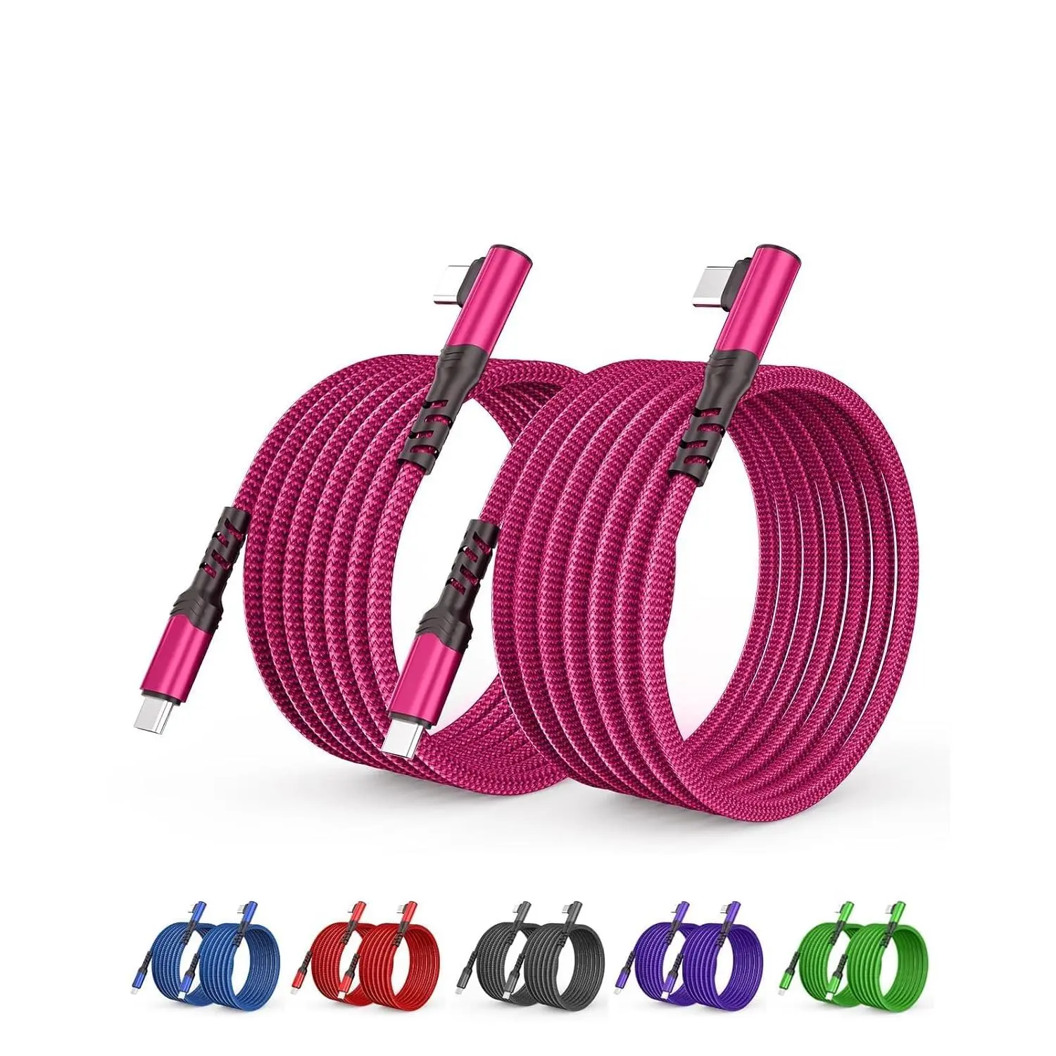 2-Pack USB C to USB C  60W, 10ft+10ft Right Angle 90  USB Type C Charger   Cord for  17 Pro Max/16/15/14/ S26/S25/S24/S23, MacBook, C Port iPad Mini/Air/Pro()