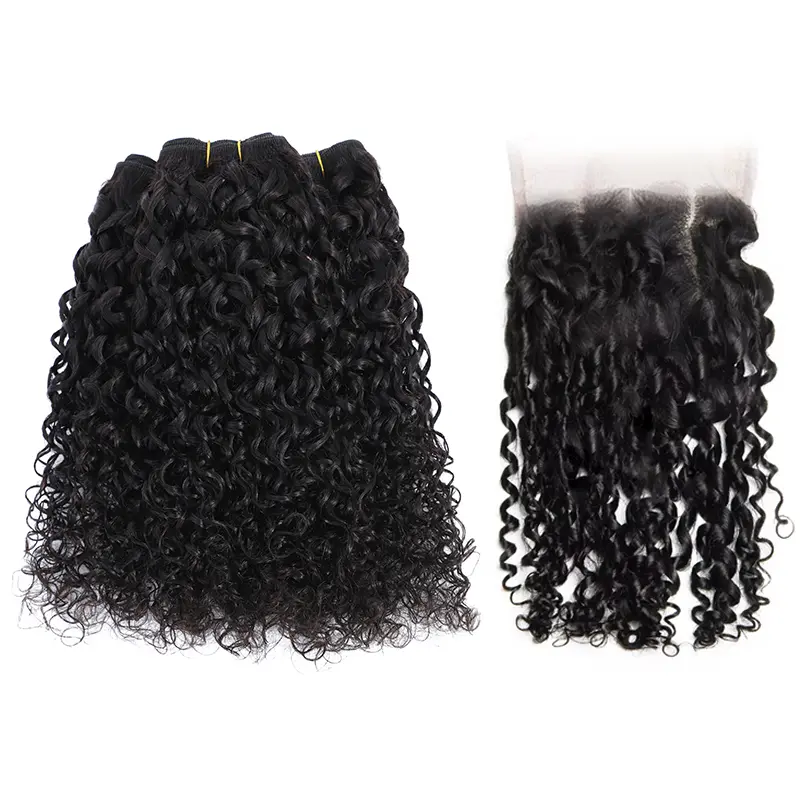 Pixie Curly Hair Bundles with 4X4 Closure