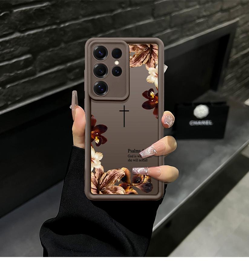 Cross-themed cruciferous Bible verse phone case featuring Jesus; “God is within it”; compatible with Samsung Galaxy S26/S25 and iPhone 17/16/15/14/13/12/11 series; minimalist color scheme.