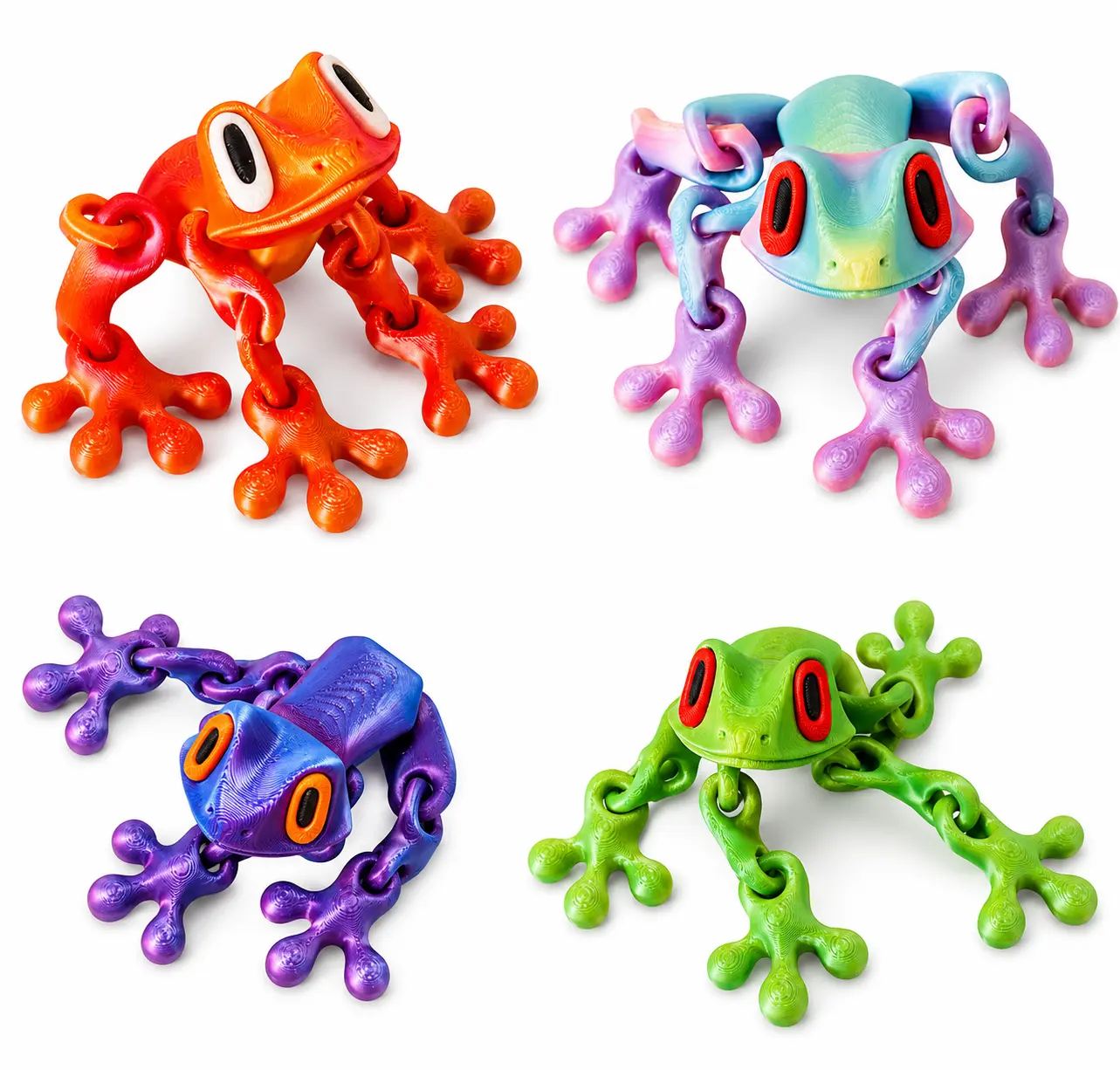 3D Printed Articulated Magnetic Frog Fridge Magnet - 3D Printed Frog Design, Decorative, Playful, Flexible, Lightweight, Movable Home Decor for Kitchen, Locker Decoration, Ideal Gift for Home Supplies Enthusiasts