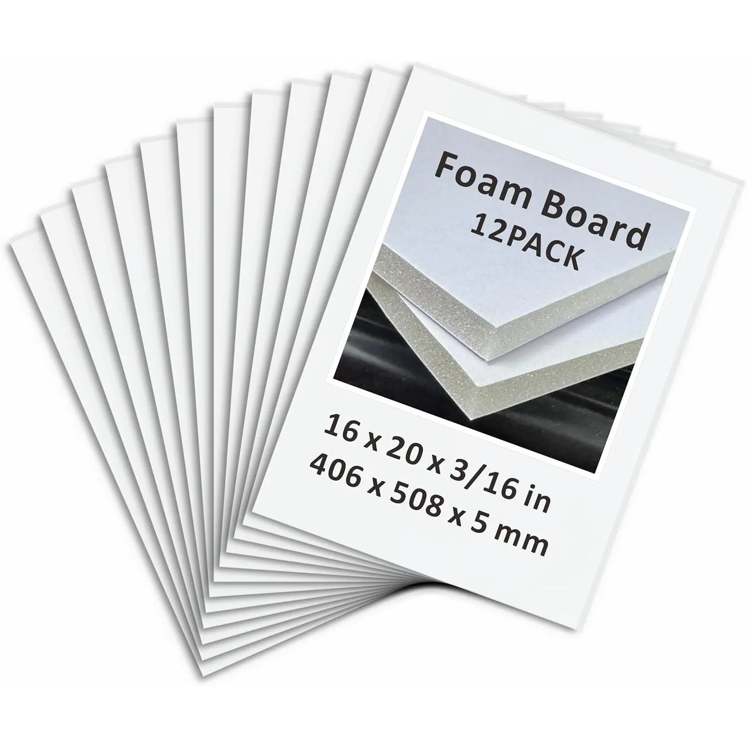 Board 16 x 20 in, 12 Pack White Poster Board, 3/16 in Thick Craft  Core Board, Puzzle Board, Double Sided,  Sheets for Picture, Project, Presentation, Artwork, Signage and Crafts