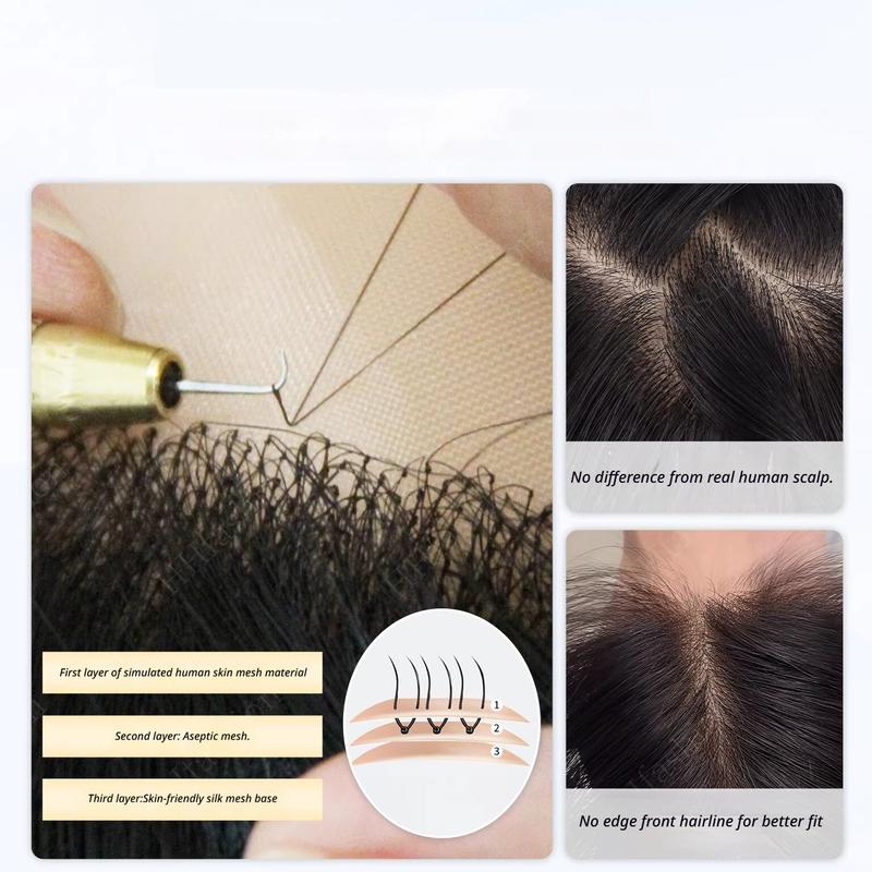7x11cm V-shaped frontal hairpiece Women's real hair, fully hand-woven, thin bangs.Invisible, seamless, natural, and comfortable.Increase hair volume and cover up thinning hair.Become younger and more stylish.